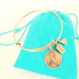 Alex And Ani Frie Cancer Awareness Ribbon GOLD Bangle Bracelet are a…